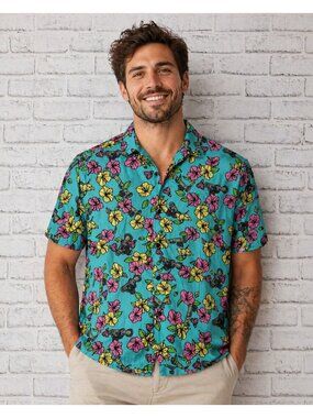 OAF Nation Javelins Camp Shirt Hawaiian Military Artillery Rayon Size XL
